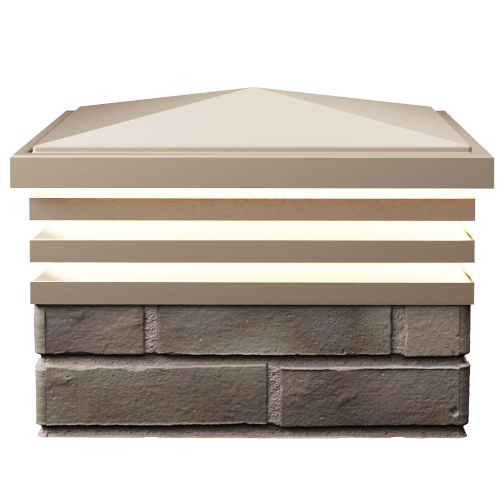 Колпак Zking Бона ХайТек Бежевый на столб 1.5х1.5 кирпича (385х385мм) с подсветкой в Рязани фото