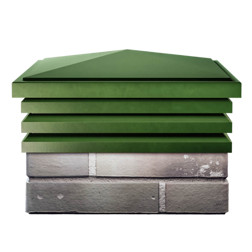 Колпак Zking Бона ХайТек Зеленый на столб 1.5х1.5 кирпича (385х385мм) Рязань фото