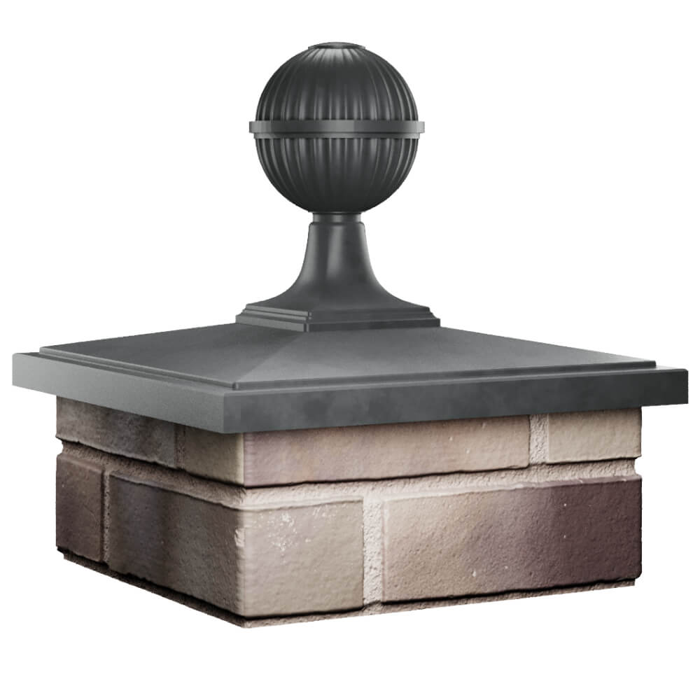 Колпак Zking БонаМоно Серый с шаром на столб 1.5х1.5 кирпича (385х385, 400х400мм) в сборе в Рязани фото