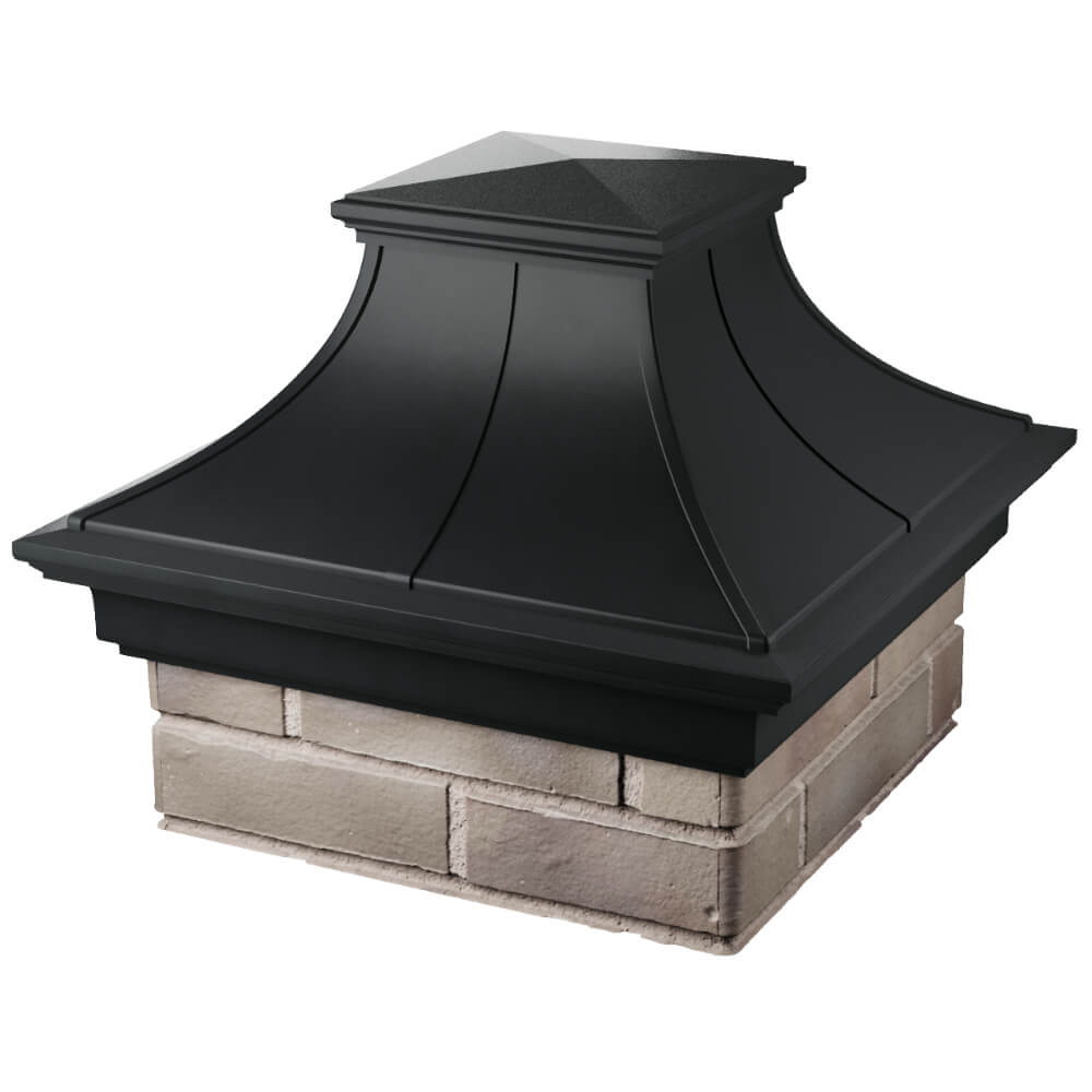 Колпак Zking Монблан Премиум Черный на столб 1.5х1.5 кирпича (385х385мм) в Рязани фото