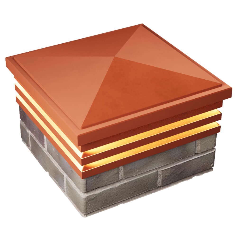 Колпак Zking Бона ХайТек Красный на столб 1.5х1.5 кирпича (385х385мм) с подсветкой в Рязани фото