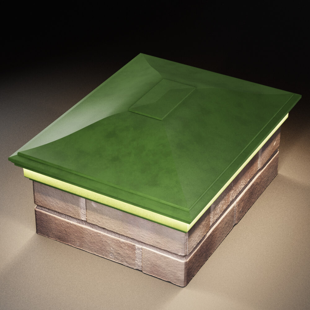 Колпак Zking Монблан Зеленый на столб 2х1.5 кирпича (515х385мм) c подсветкой в Рязани фото