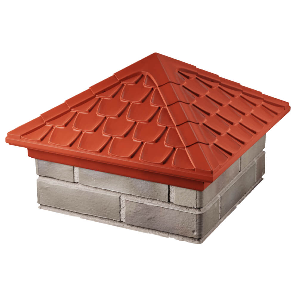 Колпак Zking Эльбрус Красный на столб 1.5х1.5 кирпича (385х385мм) в Рязани фото