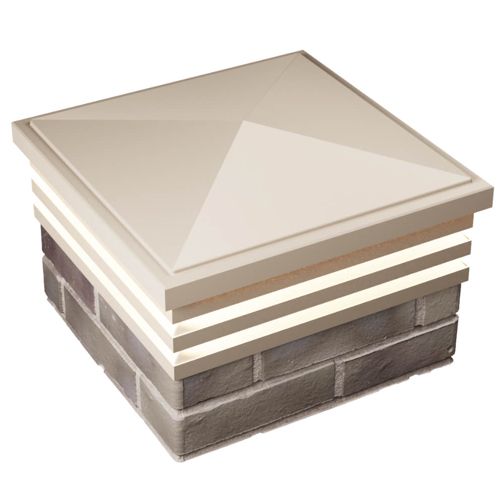 Колпак Zking Бона ХайТек Бежевый на столб 1.5х1.5 кирпича (385х385мм) с подсветкой в Рязани фото