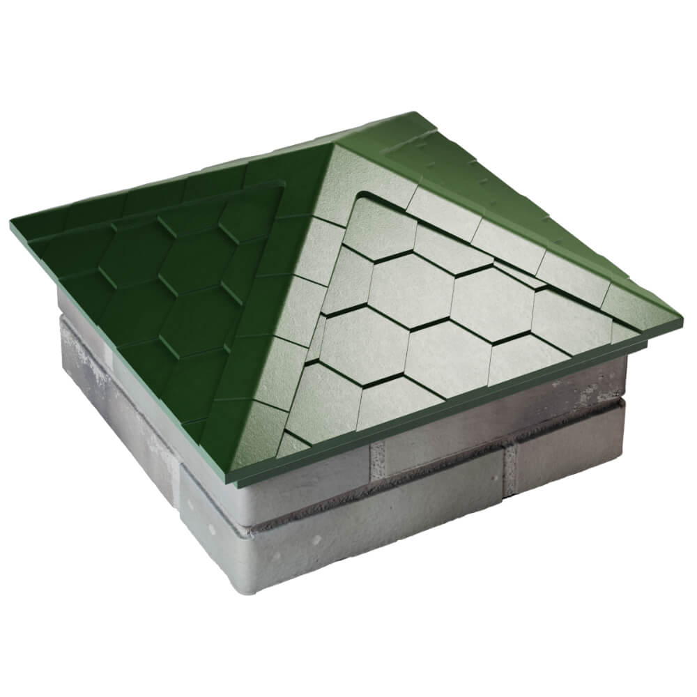 Колпак Zking Эверест Зеленый на столб 1.5х1.5 кирпича (390х390мм) в Рязани фото