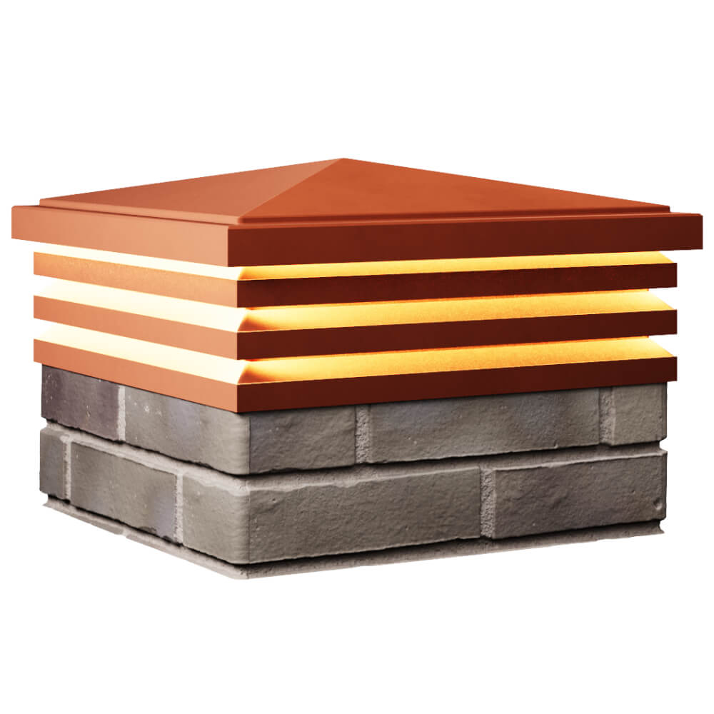 Колпак Zking Бона ХайТек Красный на столб 1.5х1.5 кирпича (385х385мм) с подсветкой в Рязани фото