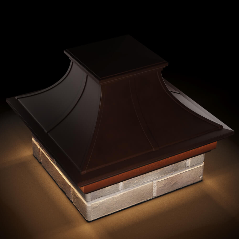 Колпак Zking Монблан Премиум Коричневый на столб 1.5х1.5 кирпича (385х385мм) с подсветкой в Рязани фото