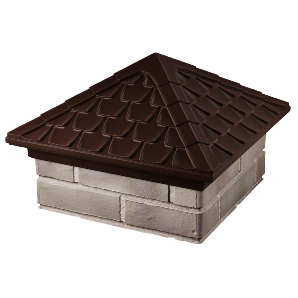 Колпак Zking Эльбрус Коричневый на столб 1.5х1.5 кирпича (385х385мм) в Рязани фото