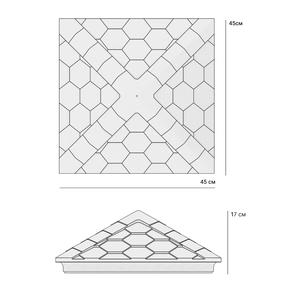 Колпак Zking Эверест Бежевый на столб 1.5х1.5 кирпича (390х390мм) в Рязани фото