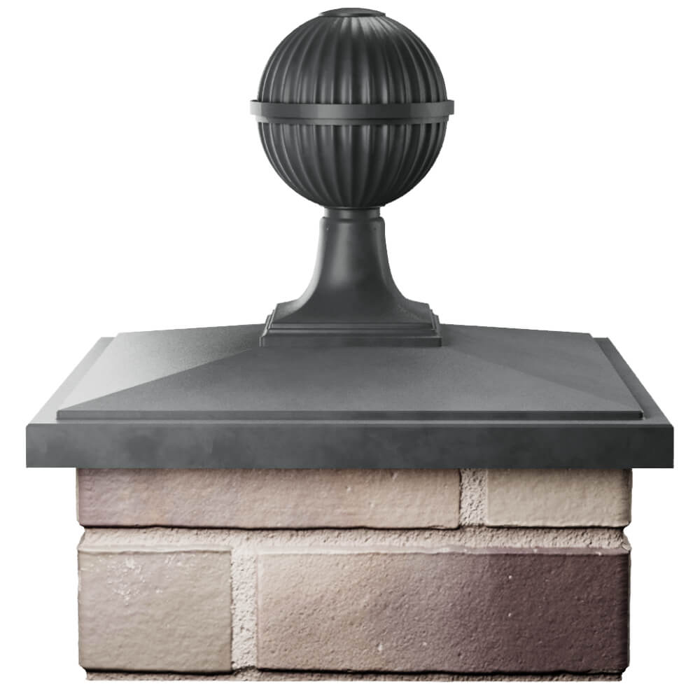 Колпак Zking БонаМоно Серый с шаром на столб 1.5х1.5 кирпича (385х385, 400х400мм) в сборе Рязань фото