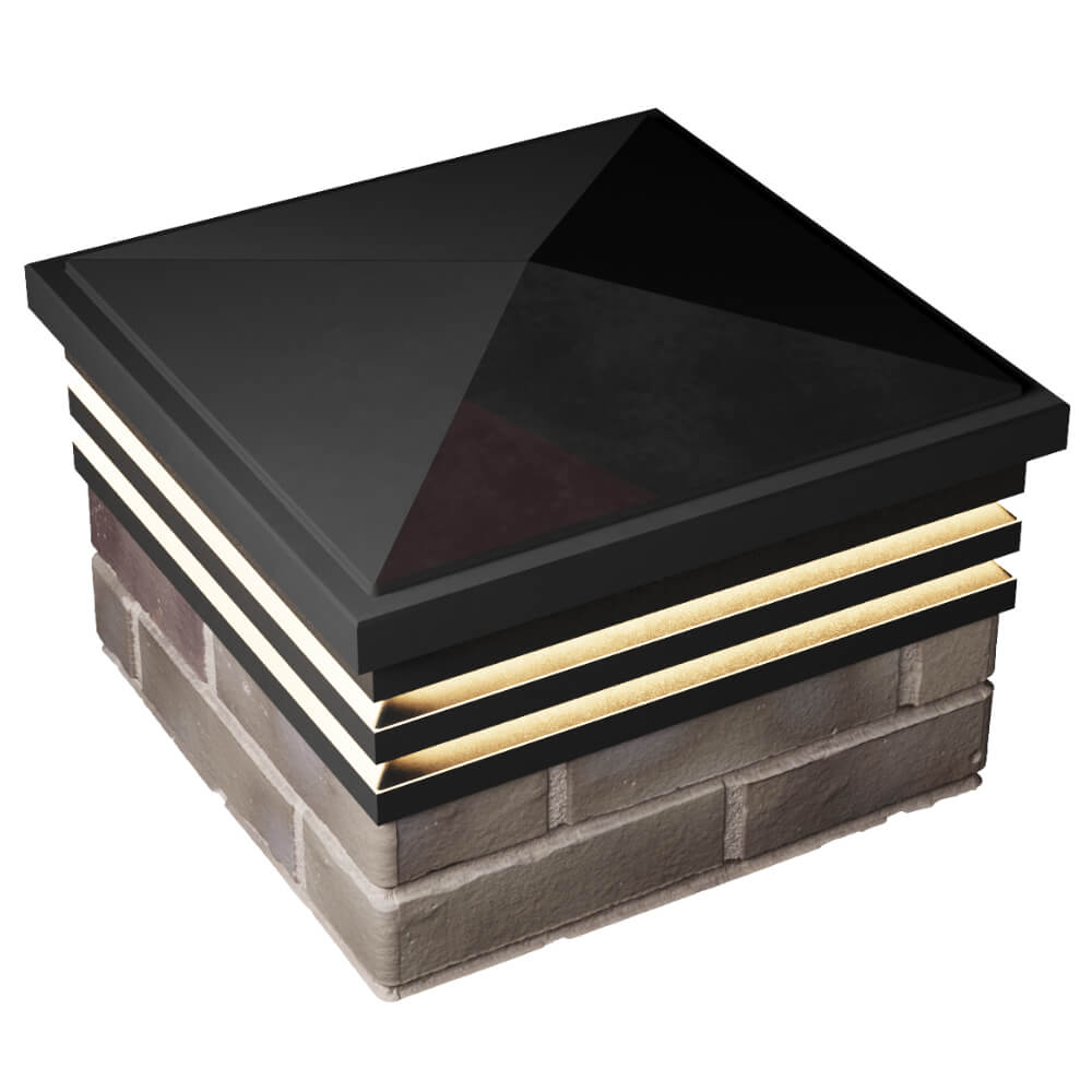 Колпак Zking Бона ХайТек Черный на столб 1.5х1.5 кирпича (385х385мм) с подсветкой в Рязани фото