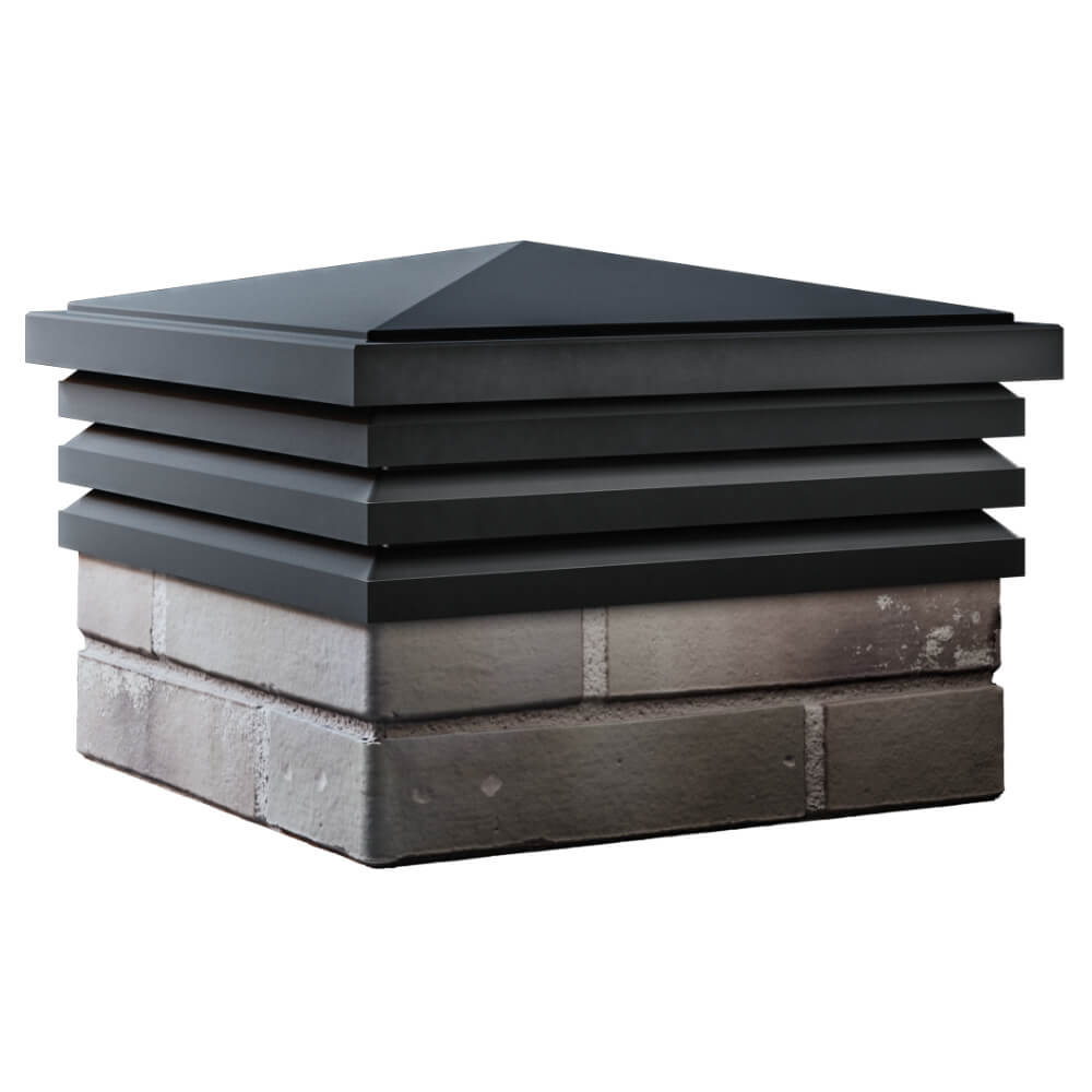 Колпак Zking Бона ХайТек Черный на столб 1.5х1.5 кирпича (385х385мм) в Рязани фото