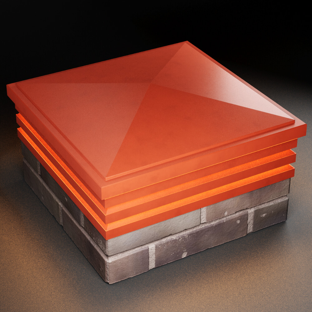 Колпак Zking Бона ХайТек Красный на столб 2х2 кирпича (513х513мм) с подсветкой в Рязани фото