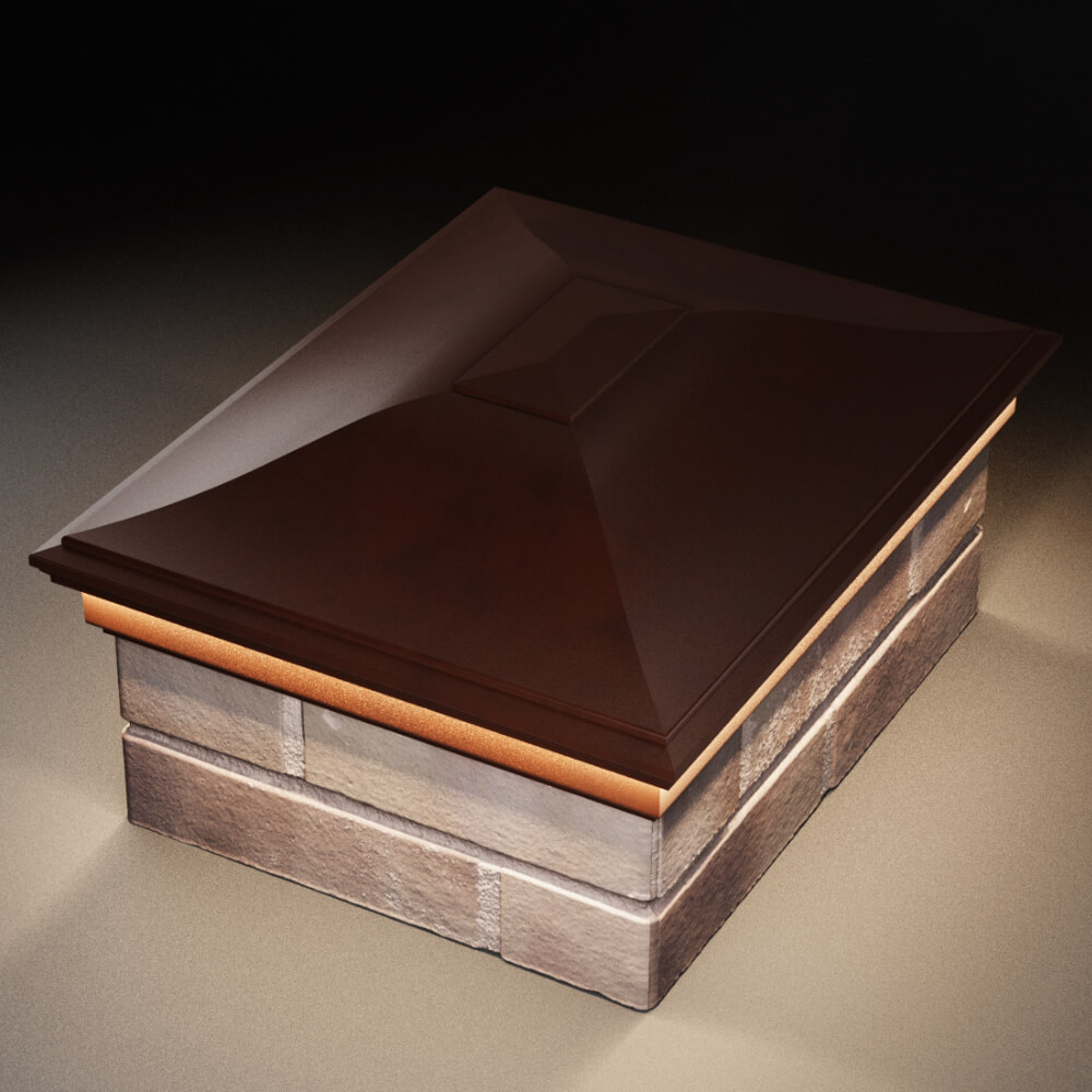 Колпак Zking Монблан Коричневый на столб 2х1.5 кирпича (515х385мм) c подсветкой в Рязани фото