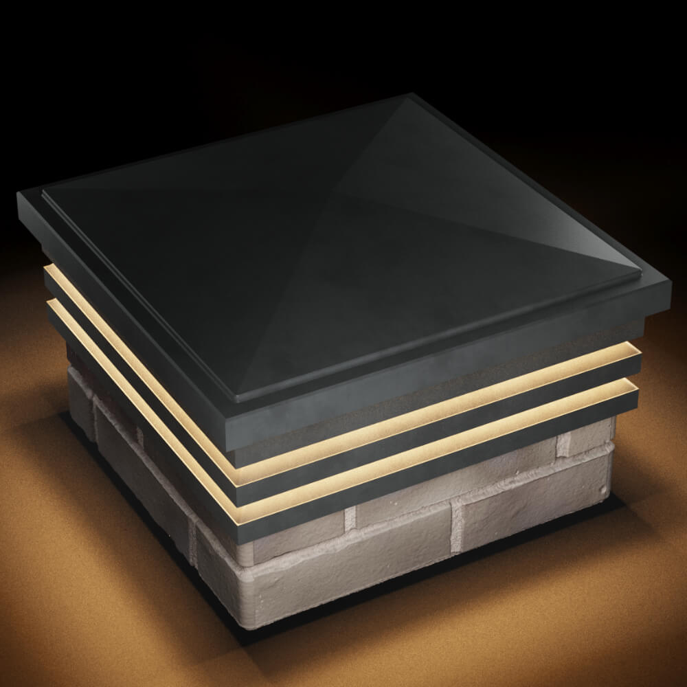 Колпак Zking Бона ХайТек Серый на столб 1.5х1.5 кирпича (385х385мм) с подсветкой в Рязани фото