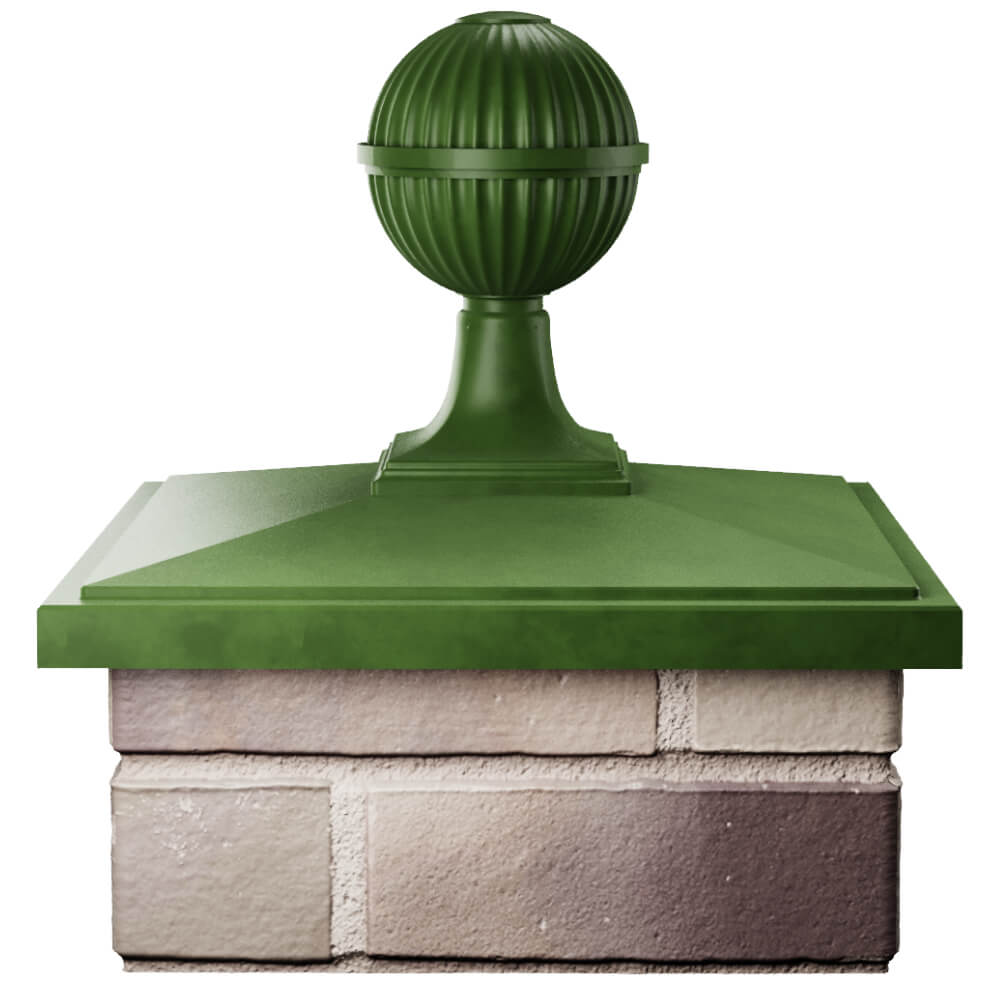 Колпак Zking БонаМоно Зеленый с шаром на столб 1.5х1.5 кирпича (385х385, 400х400мм) в сборе Рязань фото