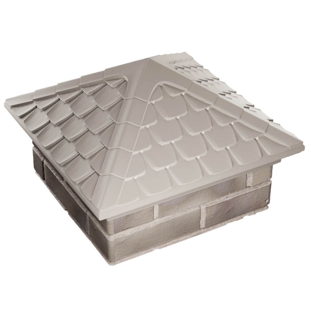 Колпак Zking Эльбрус Бежевый на столб 1.5х1.5 кирпича (385х385мм) в Рязани фото