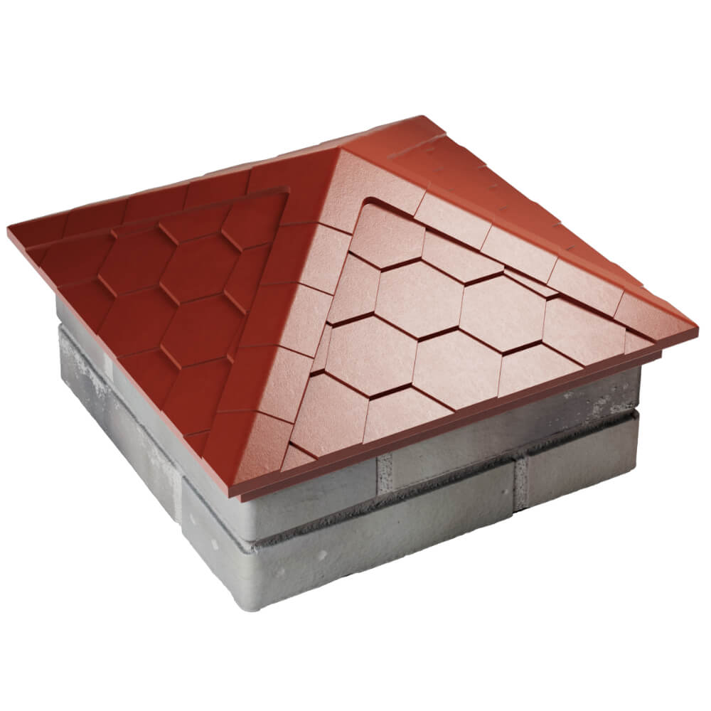 Колпак Zking Эверест Красный на столб 1.5х1.5 кирпича (390х390мм) в Рязани фото