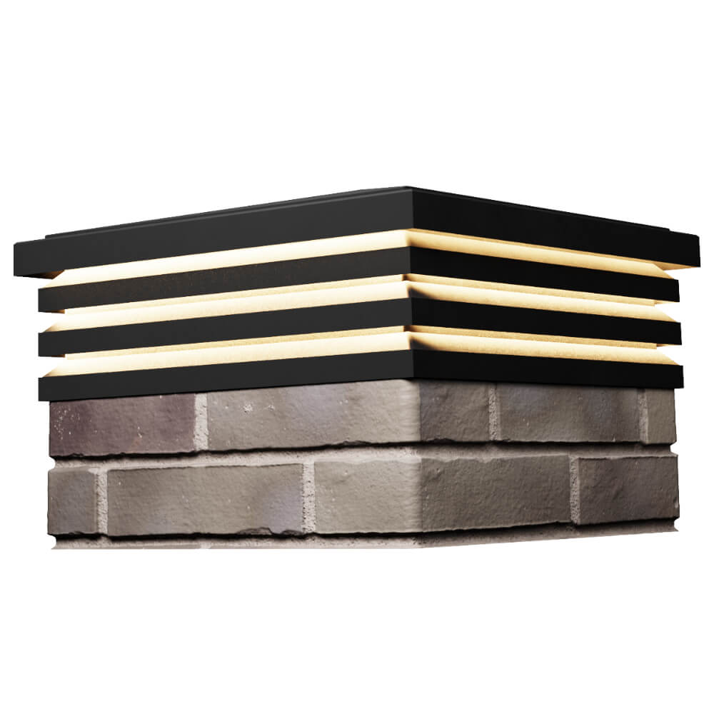 Колпак Zking Бона ХайТек Черный на столб 1.5х1.5 кирпича (385х385мм) с подсветкой в Рязани фото