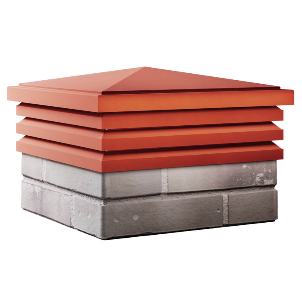 Колпак Zking Бона ХайТек Красный на столб 1.5х1.5 кирпича (385х385мм) в Рязани фото