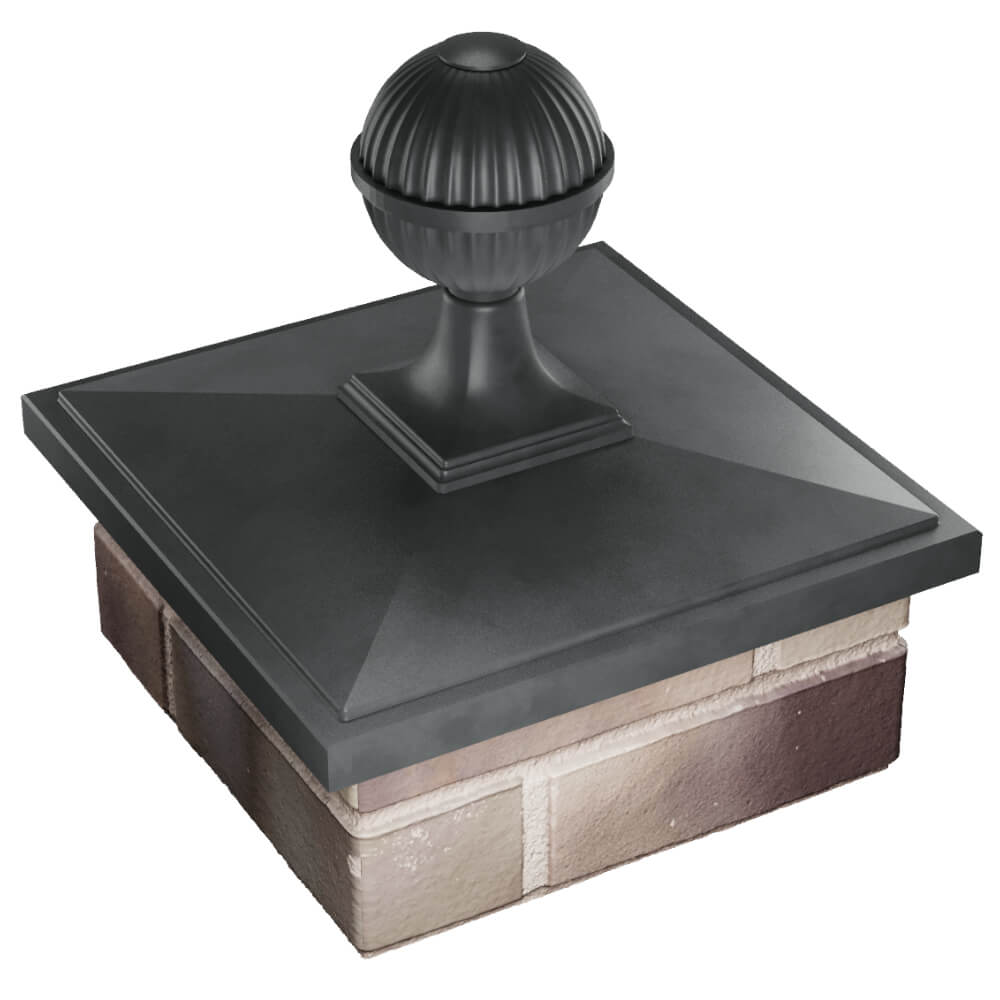 Колпак Zking БонаМоно Серый с шаром на столб 1.5х1.5 кирпича (385х385, 400х400мм) в сборе в Рязани фото
