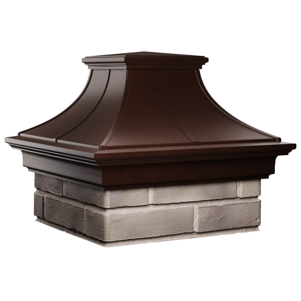 Колпак Zking Монблан Премиум Коричневый на столб 1.5х1.5 кирпича (385х385мм) в Рязани фото