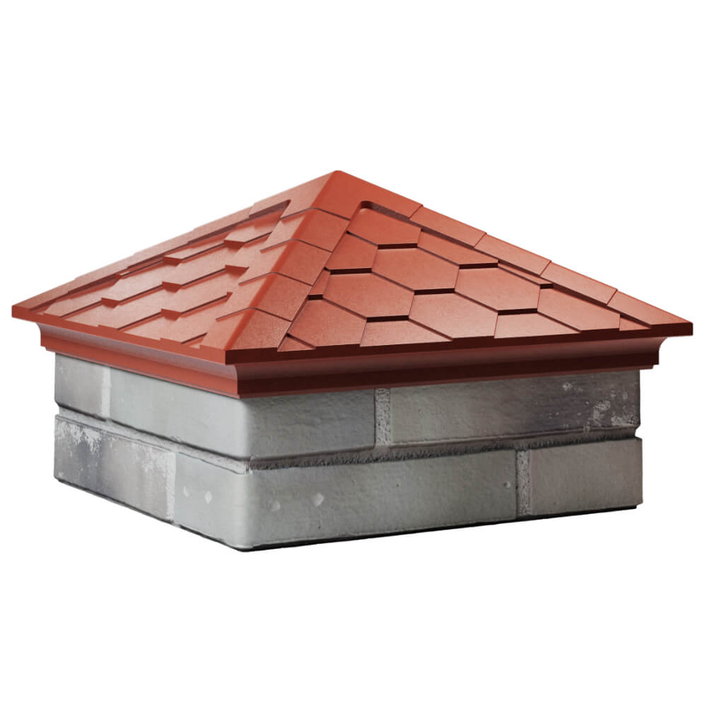 Колпак Zking Эверест Красный на столб 1.5х1.5 кирпича (390х390мм) в Рязани фото