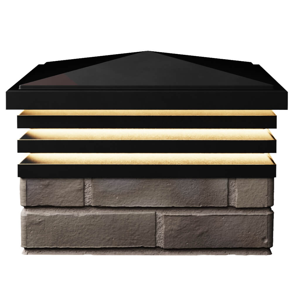 Колпак Zking Бона ХайТек Черный на столб 1.5х1.5 кирпича (385х385мм) с подсветкой в Рязани фото