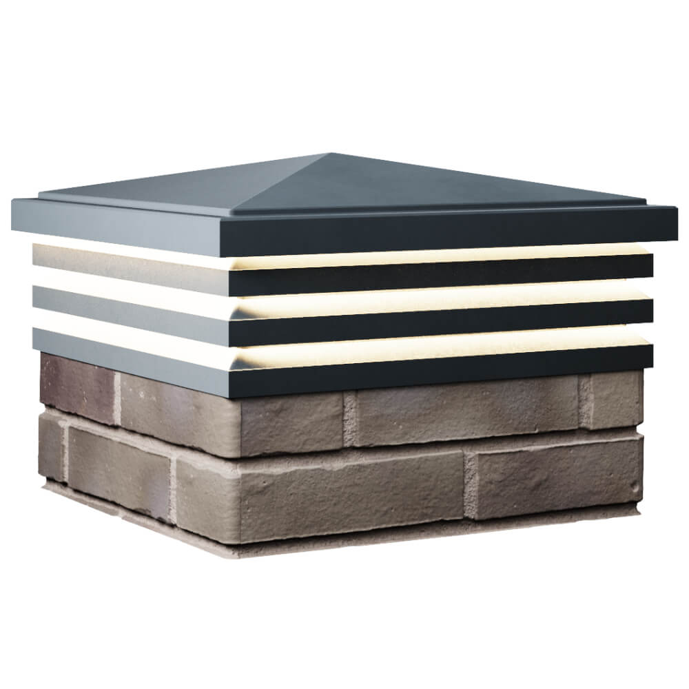 Колпак Zking Бона ХайТек Серый на столб 1.5х1.5 кирпича (385х385мм) с подсветкой в Рязани фото