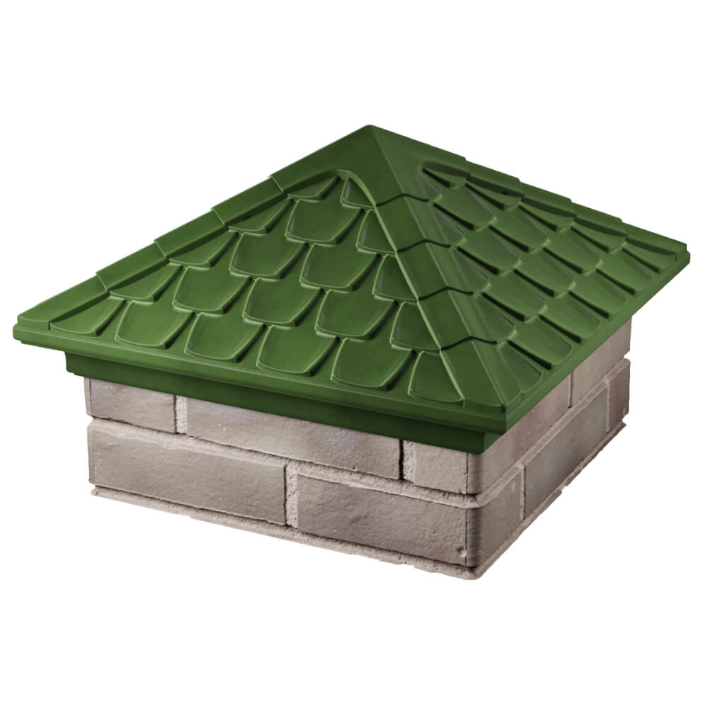 Колпак Zking Эльбрус Зеленый на столб 1.5х1.5 кирпича (385х385мм) в Рязани фото