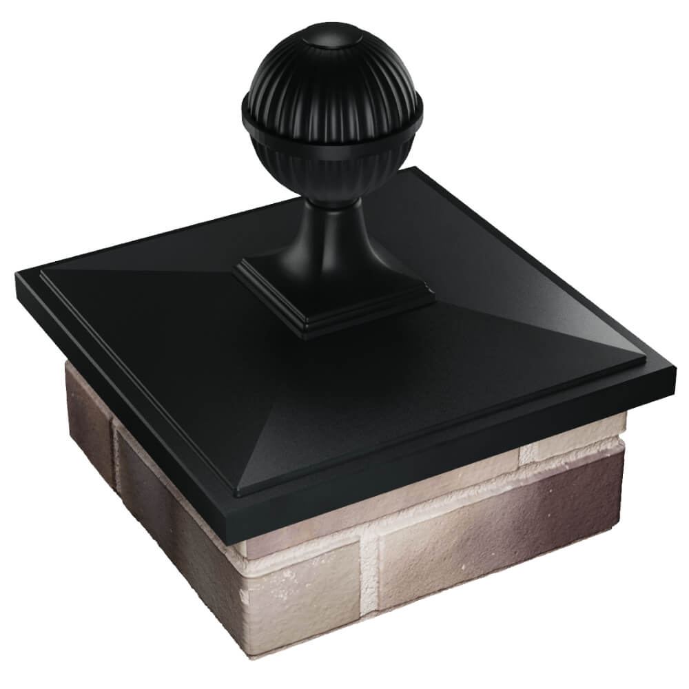 Колпак Zking БонаМоно Черный с шаром на столб 1.5х1.5 кирпича (385х385, 400х400мм) в сборе в Рязани фото