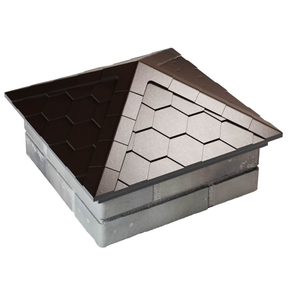 Колпак Zking Эверест Коричневый на столб 1.5х1.5 кирпича (390х390мм) в Рязани фото