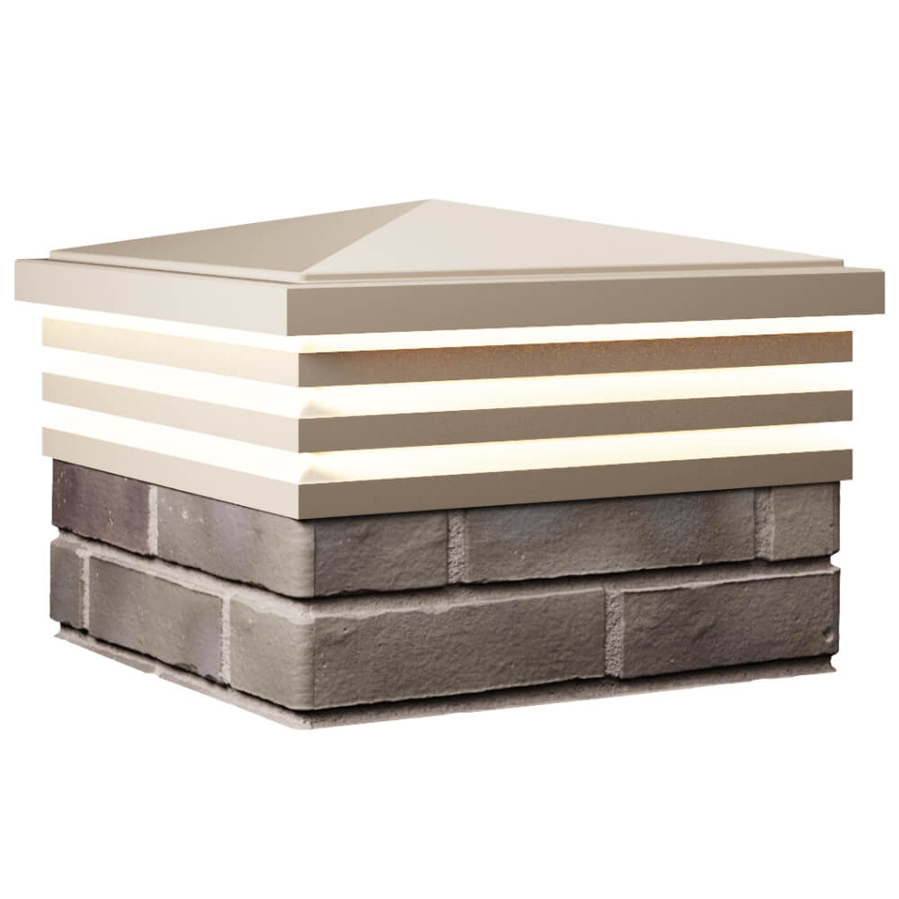 Колпак Zking Бона ХайТек Бежевый на столб 1.5х1.5 кирпича (385х385мм) с подсветкой в Рязани фото