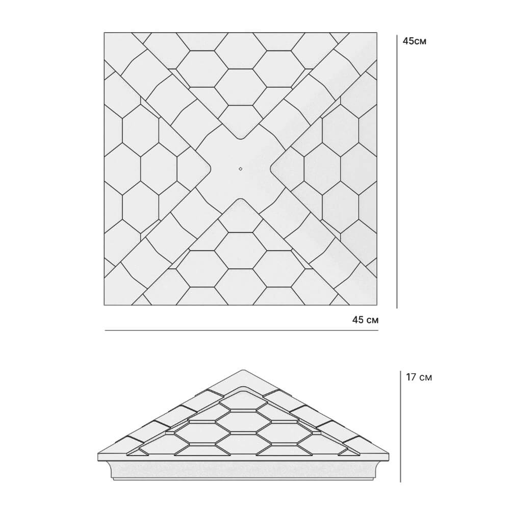 Колпак Zking Эверест Серый на столб 1.5х1.5 кирпича (390х390мм) в Рязани фото