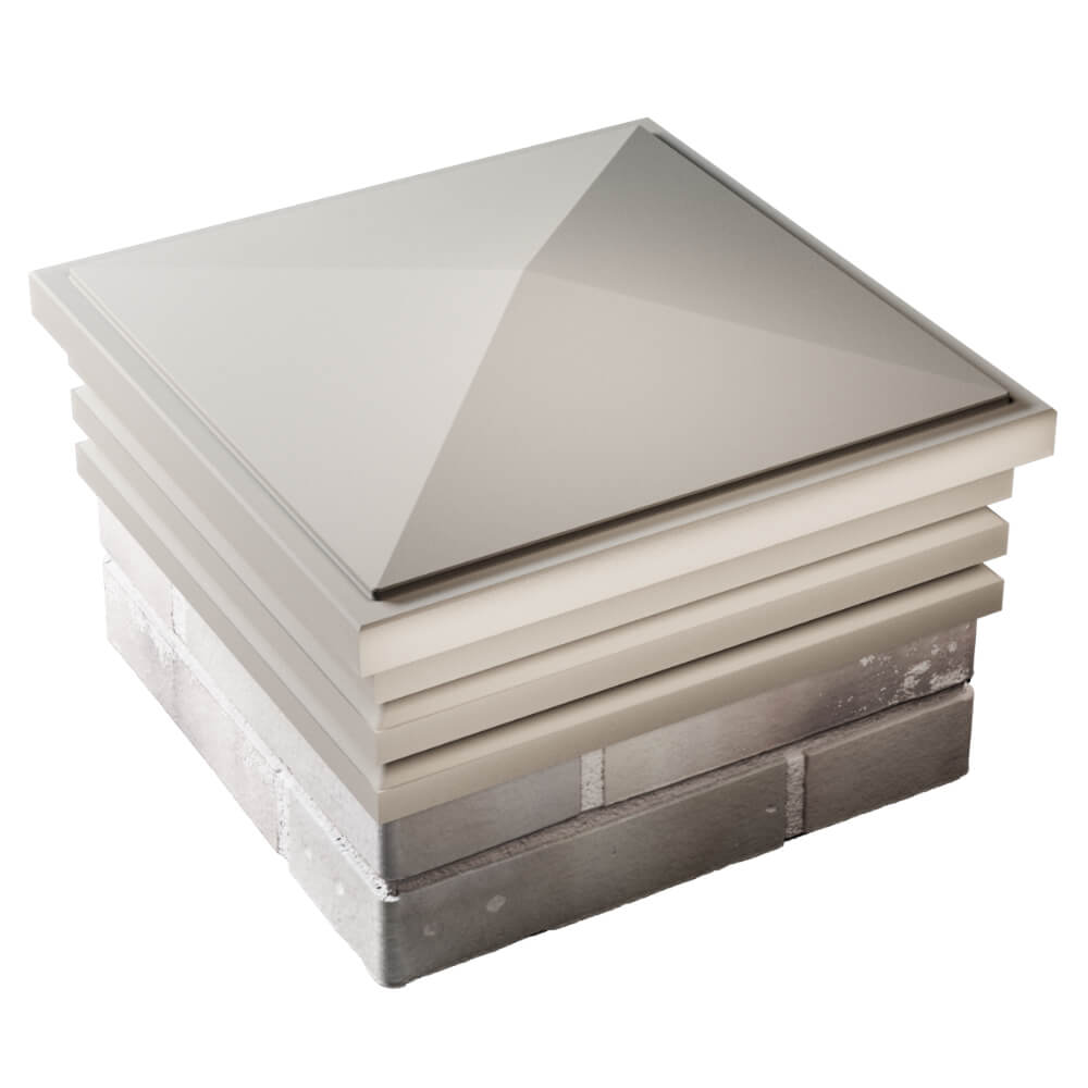 Колпак Zking Бона ХайТек Бежевый на столб 1.5х1.5 кирпича (385х385мм) в Рязани фото