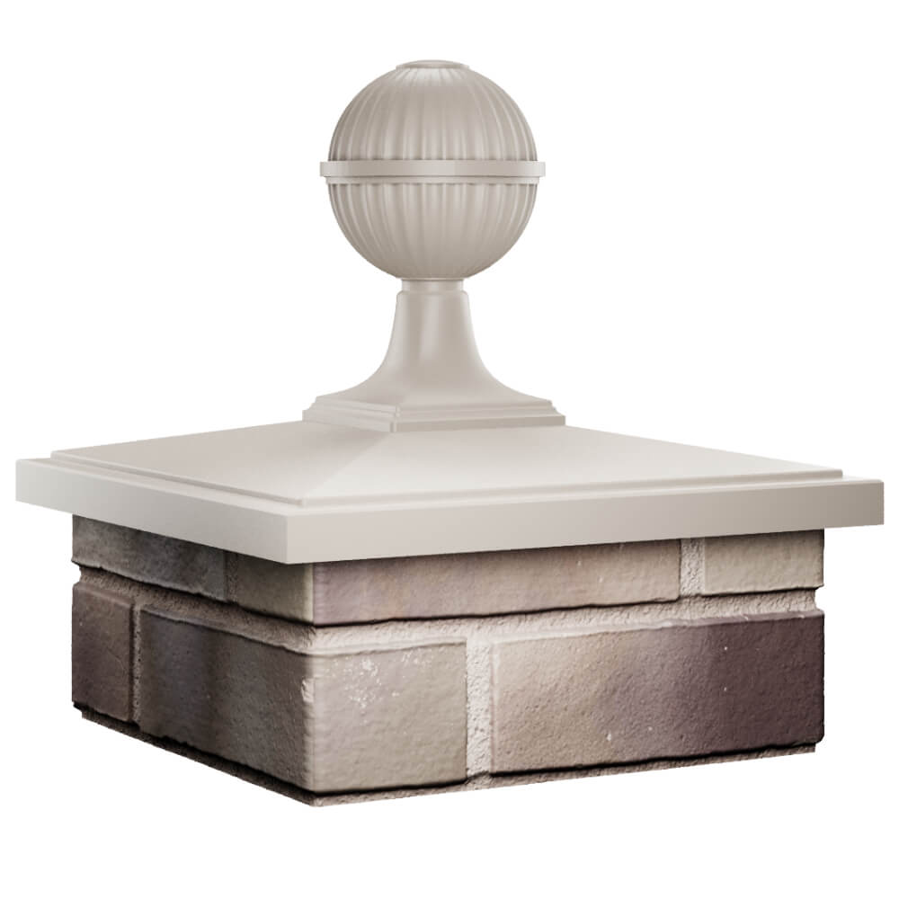 Колпак Zking БонаМоно Бежевый с шаром на столб 1.5х1.5 кирпича (385х385, 400х400мм) в сборе в Рязани фото