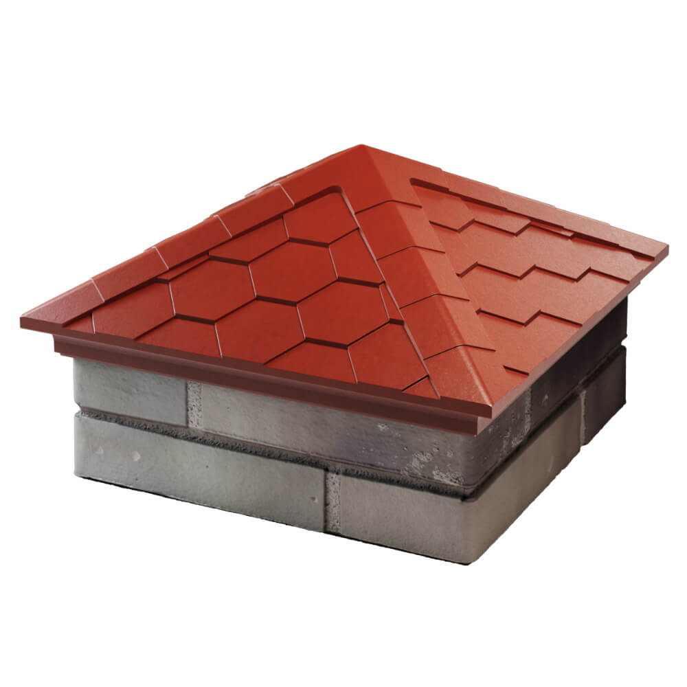 Колпак Zking Эверест Красный на столб 1.5х1.5 кирпича (390х390мм) в Рязани фото