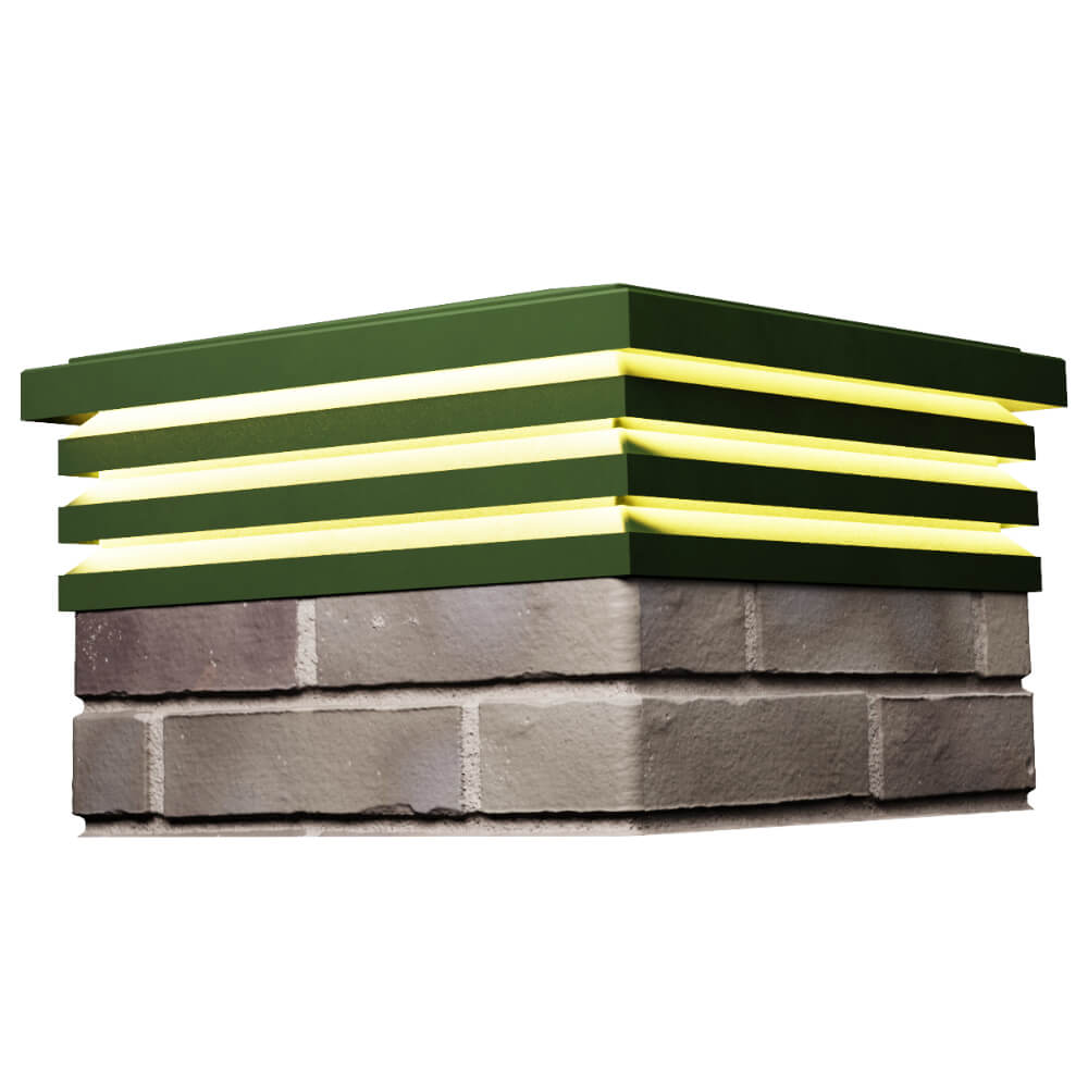 Колпак Zking Бона ХайТек Зеленый на столб 1.5х1.5 кирпича (385х385мм) с подсветкой в Рязани фото