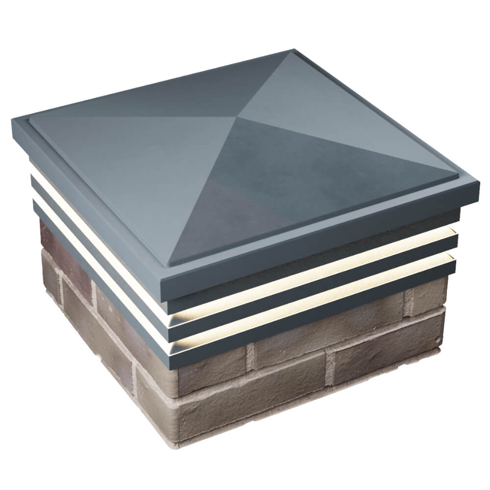 Колпак Zking Бона ХайТек Серый на столб 1.5х1.5 кирпича (385х385мм) с подсветкой в Рязани фото