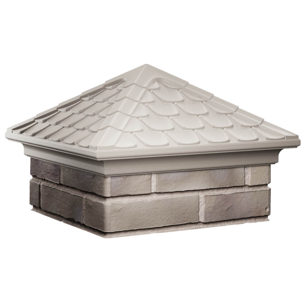 Колпак Zking Эльбрус Бежевый на столб 1.5х1.5 кирпича (385х385мм) в Рязани фото