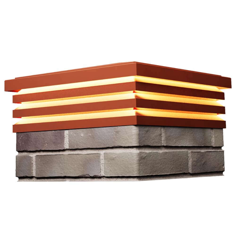 Колпак Zking Бона ХайТек Красный на столб 1.5х1.5 кирпича (385х385мм) с подсветкой в Рязани фото