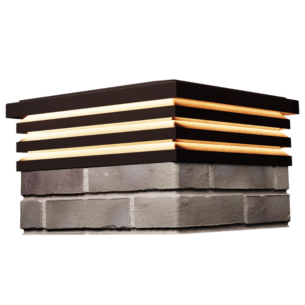 Колпак Zking Бона ХайТек Коричневый на столб 1.5х1.5 кирпича (385х385мм) с подсветкой в Рязани фото