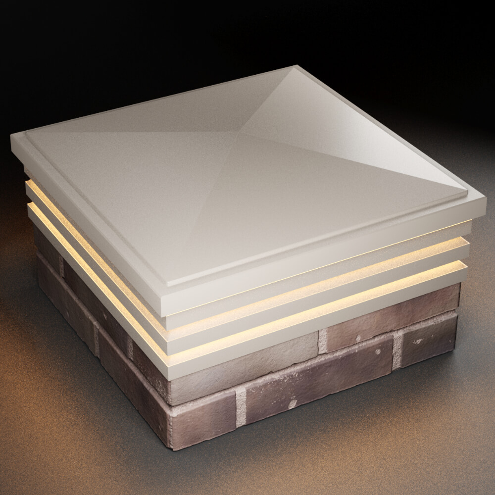 Колпак Zking Бона ХайТек Бежевый на столб 2х2 кирпича (513х513мм) с подсветкой в Рязани фото