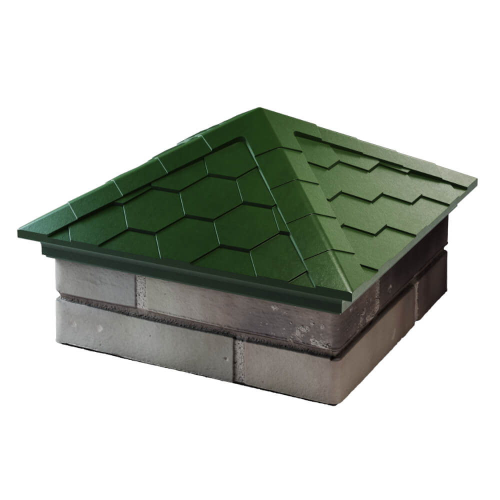 Колпак Zking Эверест Зеленый на столб 1.5х1.5 кирпича (390х390мм) в Рязани фото