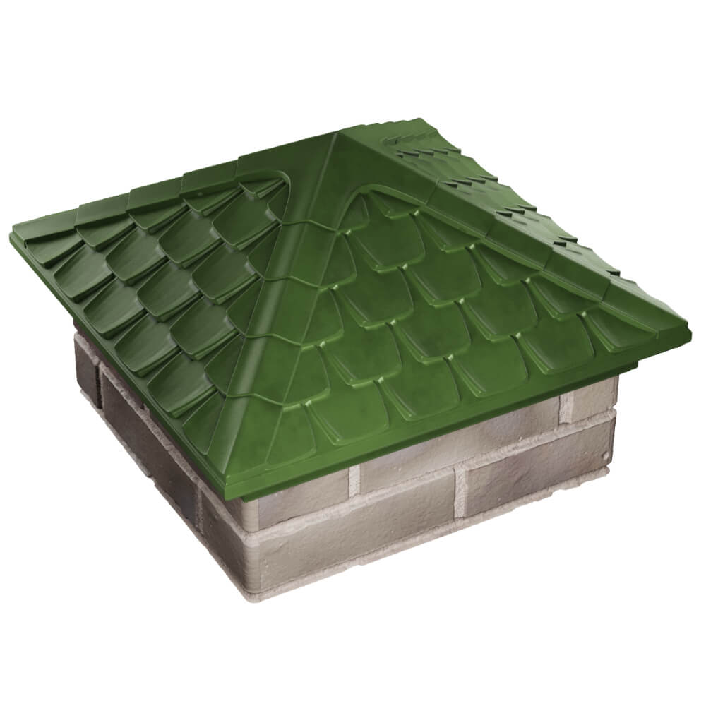 Колпак Zking Эльбрус Зеленый на столб 1.5х1.5 кирпича (385х385мм) в Рязани фото