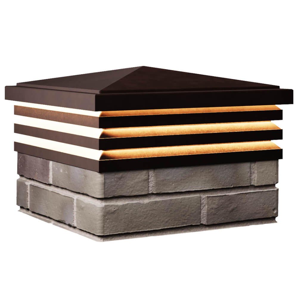 Колпак Zking Бона ХайТек Коричневый на столб 1.5х1.5 кирпича (385х385мм) с подсветкой в Рязани фото