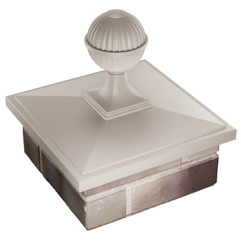 Колпак Zking БонаМоно Бежевый с шаром на столб 1.5х1.5 кирпича (385х385, 400х400мм) в сборе в Рязани фото