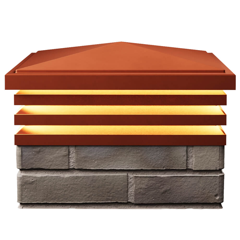 Колпак Zking Бона ХайТек Красный на столб 1.5х1.5 кирпича (385х385мм) с подсветкой в Рязани фото