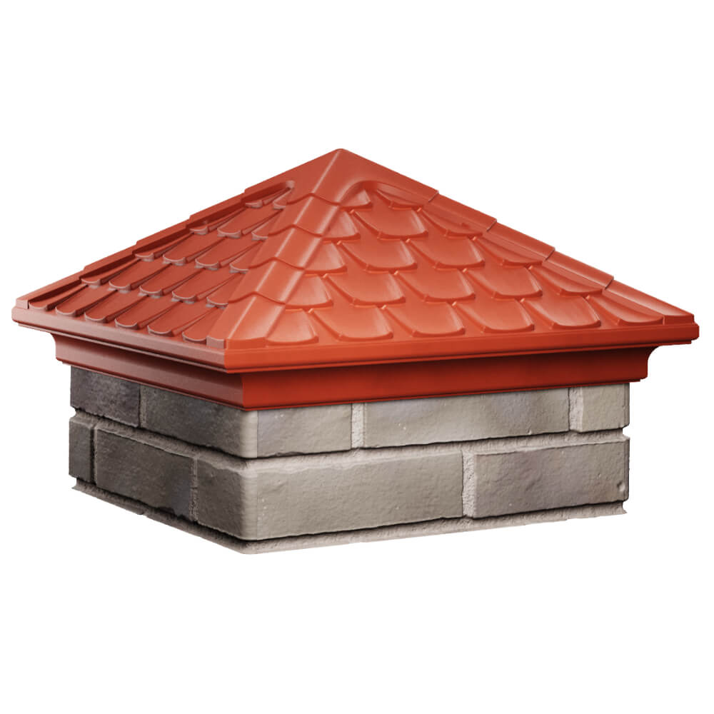 Колпак Zking Эльбрус Красный на столб 1.5х1.5 кирпича (385х385мм) в Рязани фото