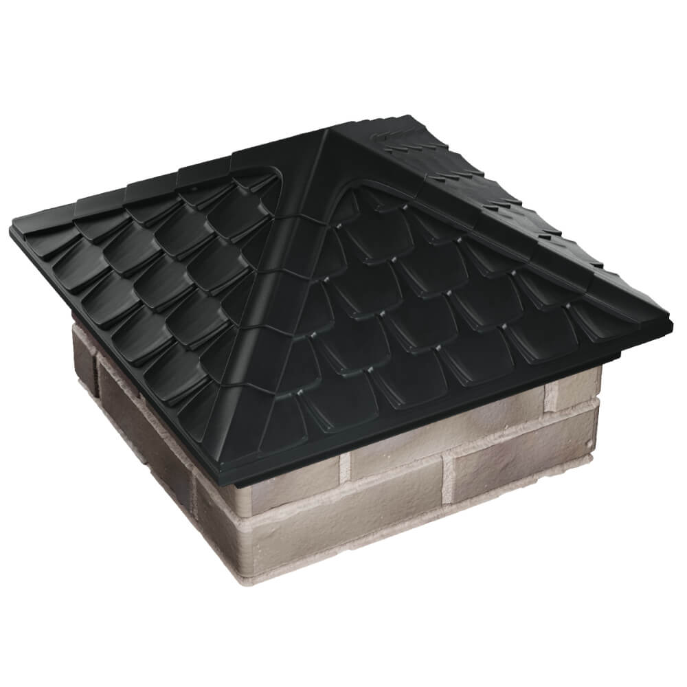 Колпак Zking Эльбрус Черный на столб 1.5х1.5 кирпича (385х385мм) в Рязани фото